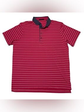 Greyson Striped Polo Shirt Pink Navy Golf Golfing Made in Peru Size XL